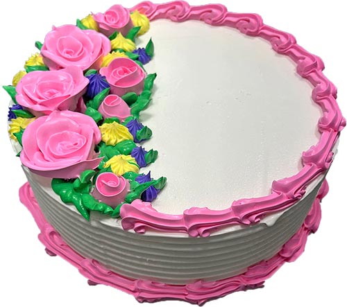 Pink Roses Ice Cream Cake