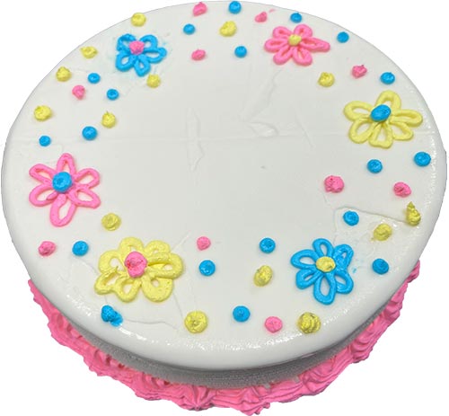 White Ice Cream Cake with flowers designs